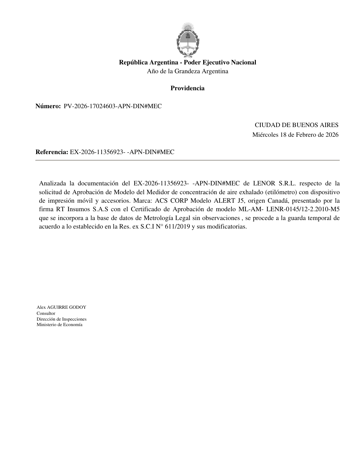 Providencia de Metrología Legal